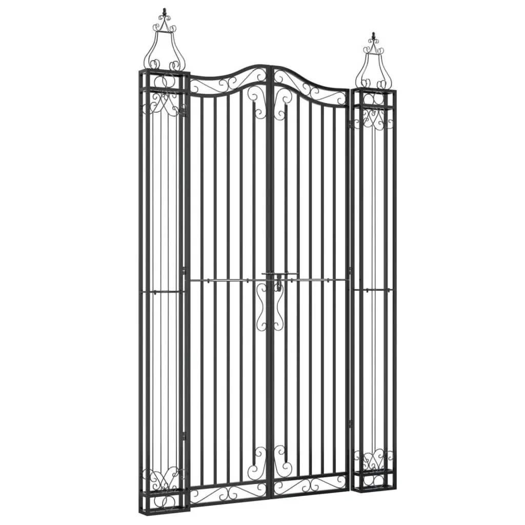 Black Wrought Iron Garden Gate 47.6x3.1x78.7 Inches Outdoor Fence Door