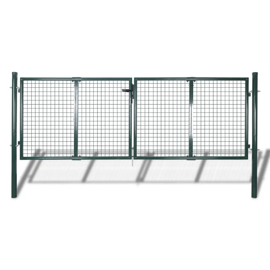 Fence Gate Steel 120.5x59.1 Inches Green Outdoor Garden Security Gate