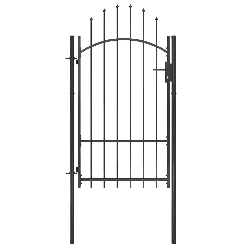 Garden Gate Steel 39.4 x 86.6 Inches Black Outdoor Fence Entry Door