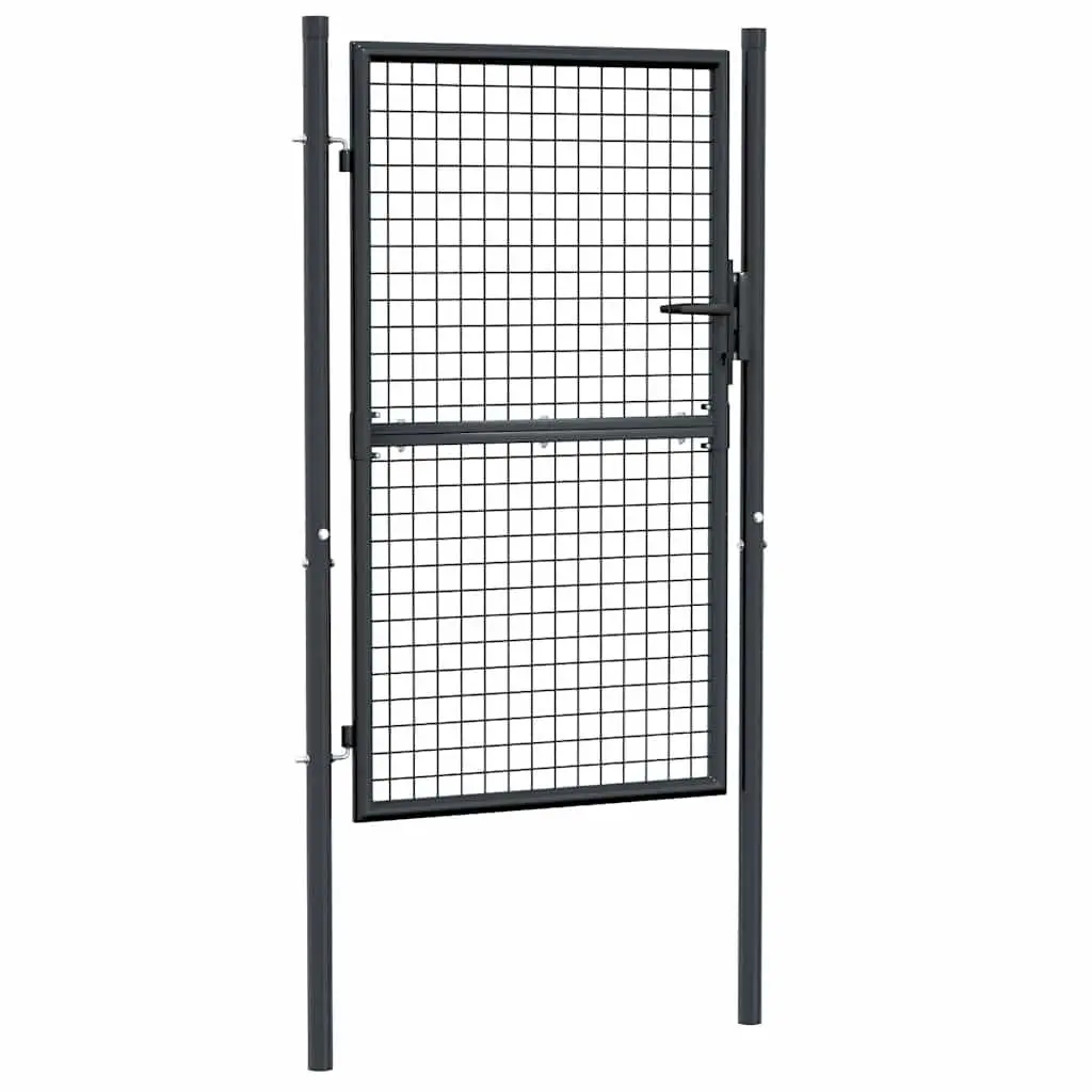 Mesh Garden Gate Galvanized Steel 39.4x78.7 Inch Gray Outdoor Fence Gate