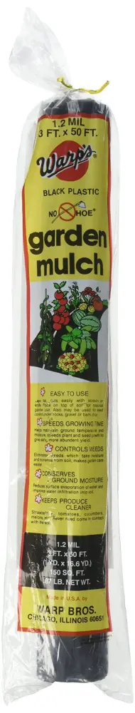 Warps NHP350 No Hoe Garden Mulch, Charcoal, 1.2 Mil Thick