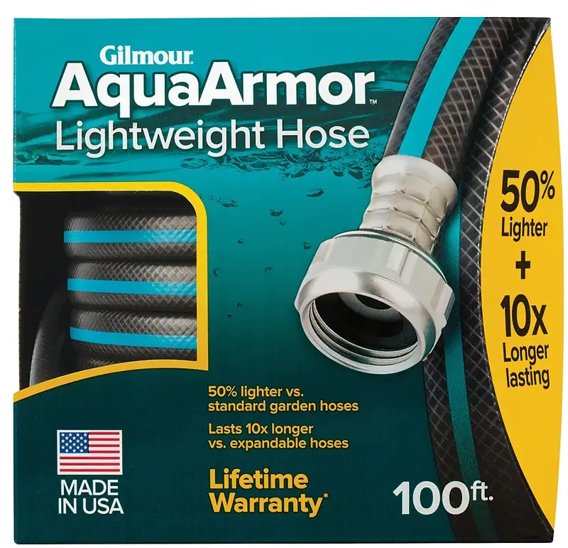 Gilmour Mfg 869001-1001 Lightweight Garden Hose, 100 ft L, Plastic, Jet-black