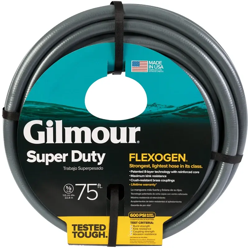 Gilmour Mfg 874751-1001 Garden Hose, 75 ft L, Brass, Charcoal