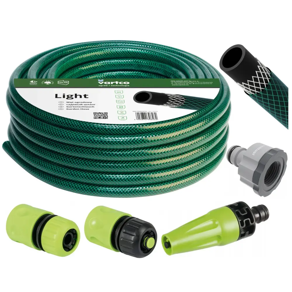 Vartco Buoyant 20m 1/2'' Garden Hose Accessories Couplings Complete Set 3-Layer Pipe