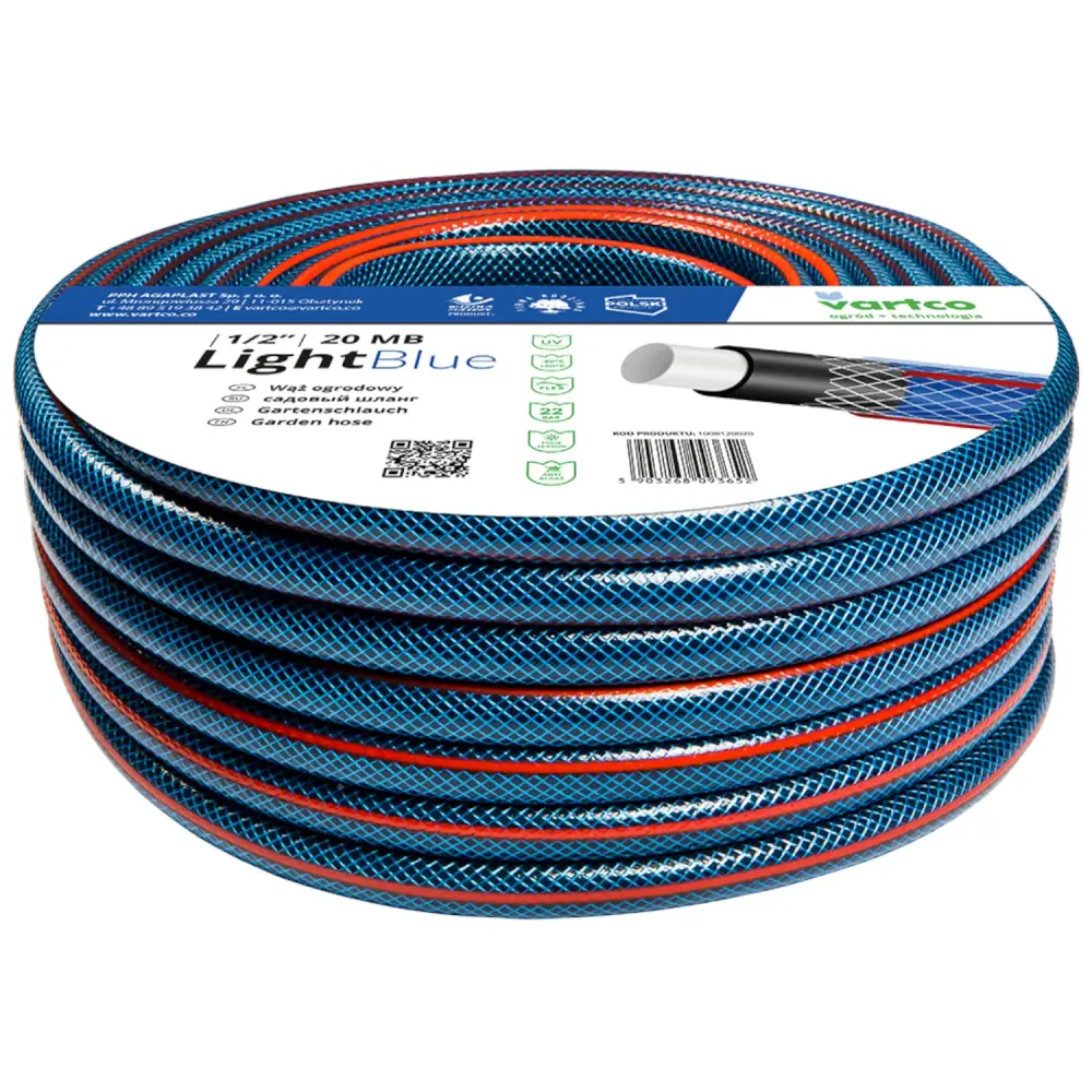 Vartco Light Cobalt 1/2" garden hose 20m 4 layers