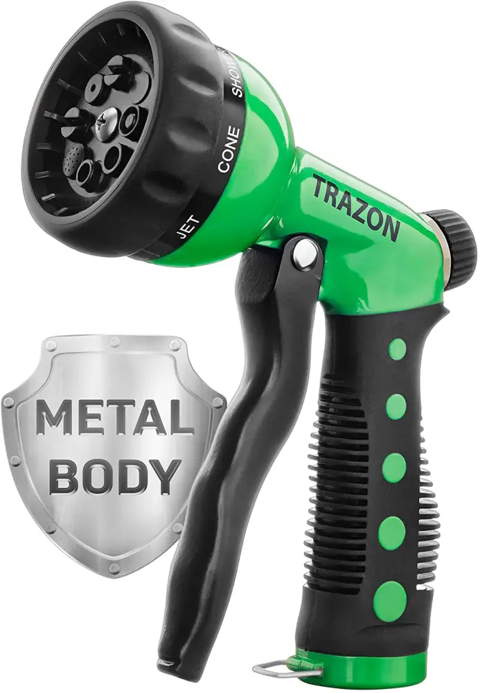 Garden Hose Nozzle - High Pressure Water Hose Nozzle - Metal Body, Outdoor Water Hose Nozzle Sprayer 8 Adjustable Patterns...