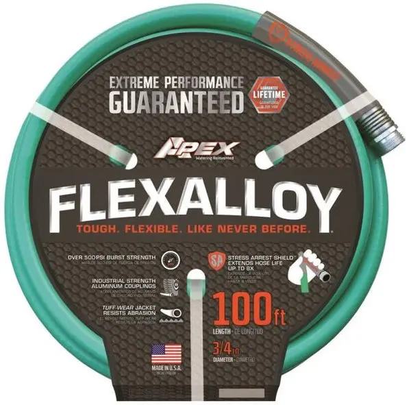 Apex 9550-100 3/4 Inch x 100 Foot Flexalloy Garden Hose Durable