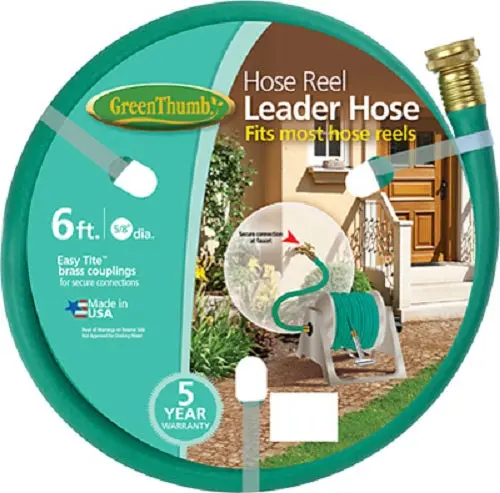 Green Thumb 887-6 Hose Reel Leader Hose 6 Feet x 5/8 Inch Durable Garden Water Hose