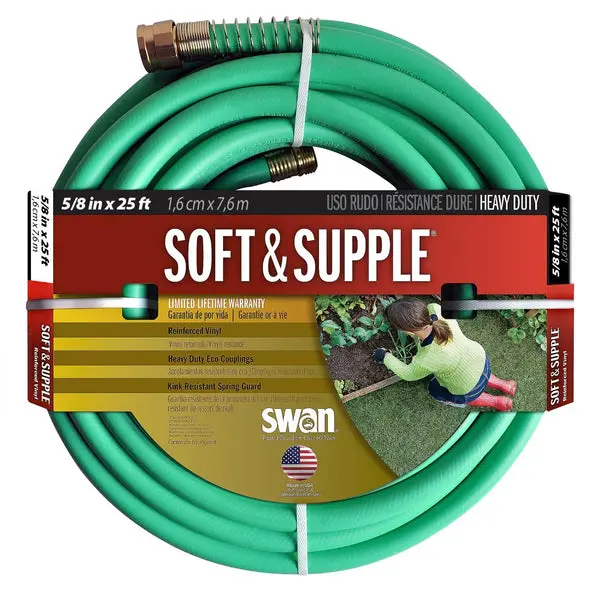 Swan SNSS58025 Soft and Supple Garden Hose 5/8 Inch X 25 Feet Green