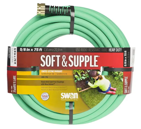Swan SNSS58075 Soft and Supple Garden Hose 5/8 Inch X 75 Feet Green