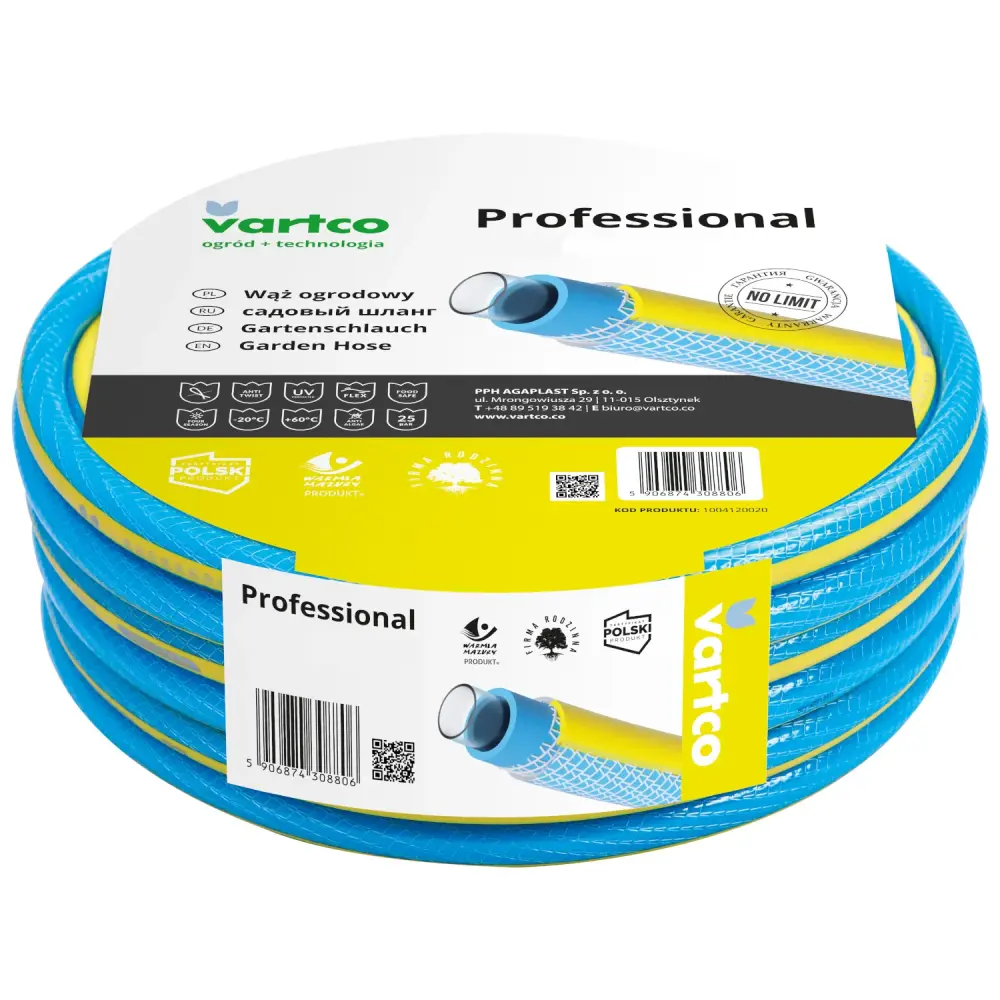 Vartco Commercial 3/4" garden water hose 30m 4 layers
