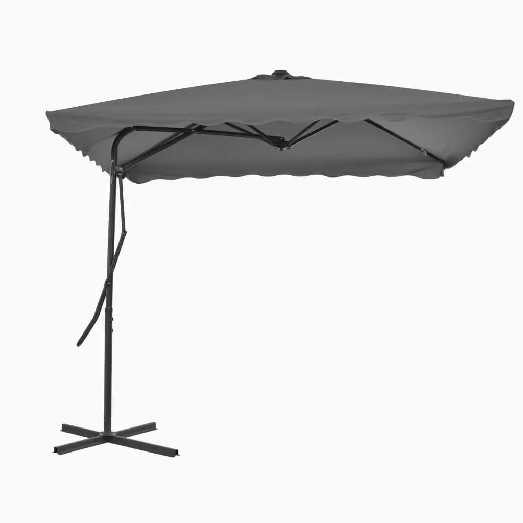 Garden Parasol 98.4x98.4 Inches Anthracite Steel Pole Outdoor Umbrella