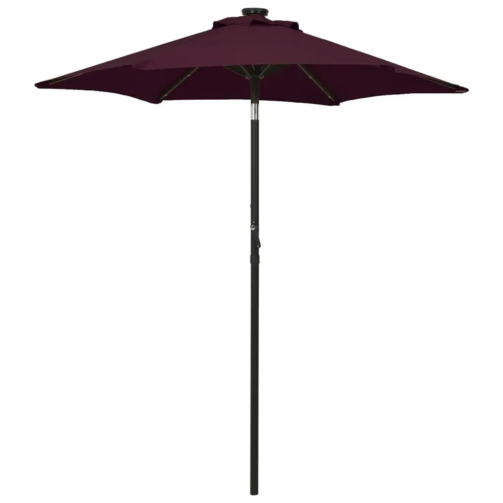 Garden Parasol LED Lights Bordeaux Red 78.7x83.1 Inches Aluminum Outdoor Umbrella