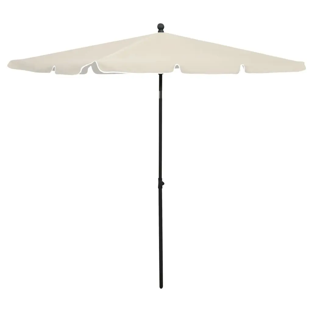 Garden Parasol Pole 82.7x55.1 Inches Sand Color Outdoor Sun Shade Umbrella