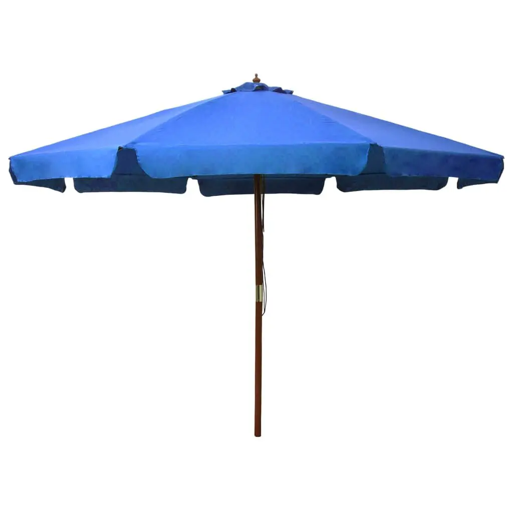 Garden Parasol Wooden Pole 129.9 Inches Azure Outdoor Patio Umbrella