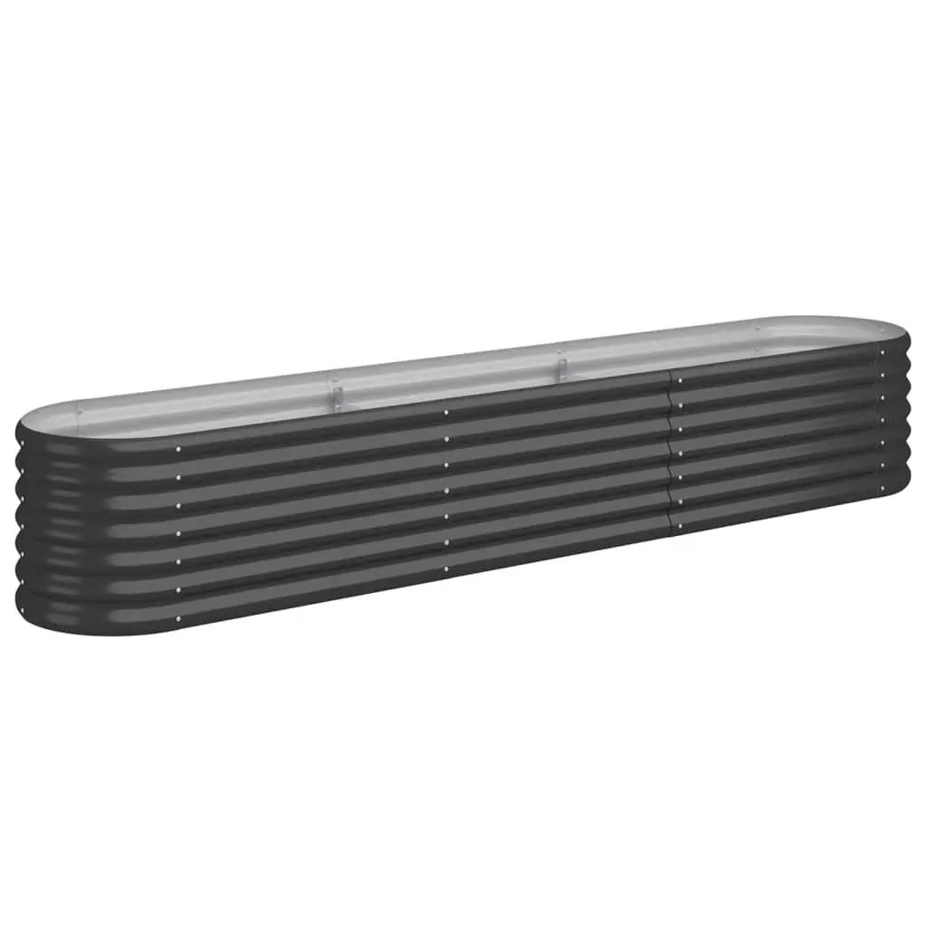 Anthracite Powder-Coated Steel Garden Raised Bed 88.2 x 15.7 x 14.2 Inches
