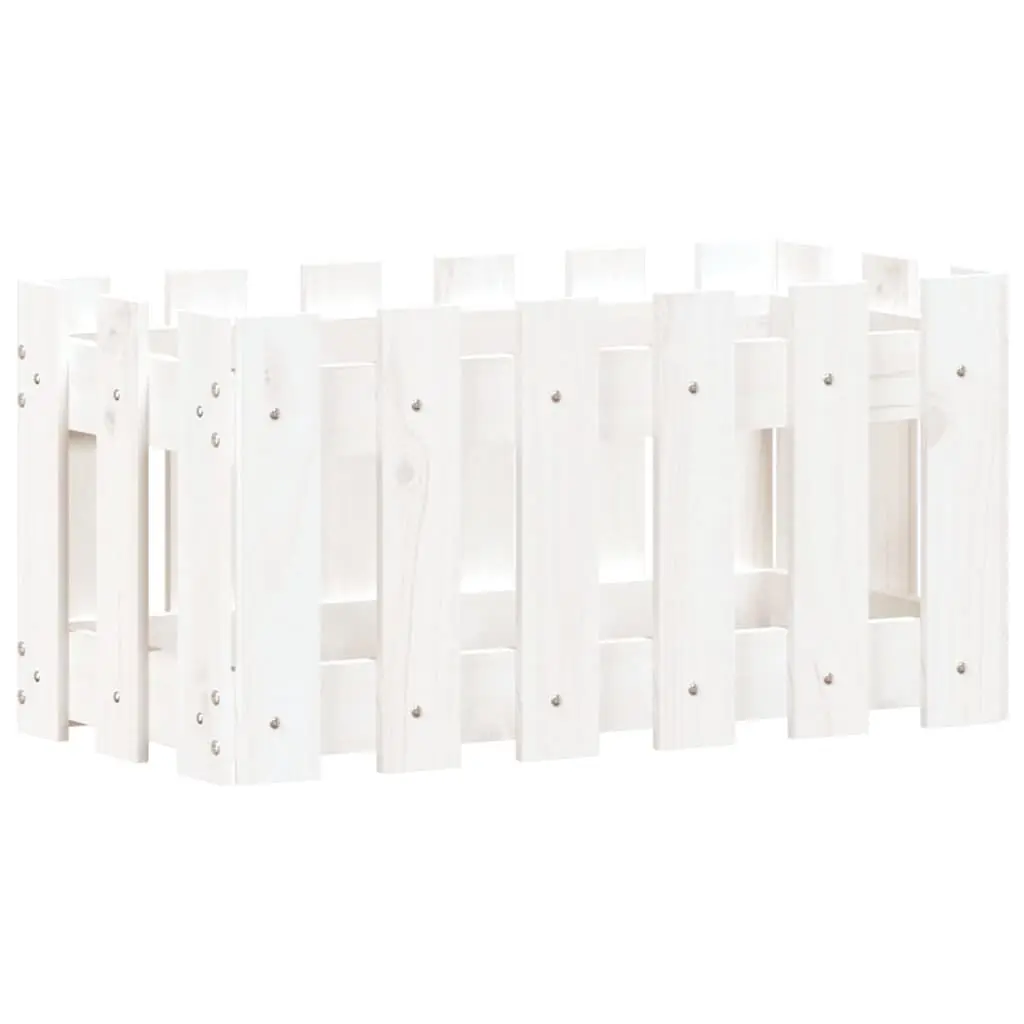 Garden Planter Fence Design White 23.6x11.8x11.8 Inches Solid Wood Pine