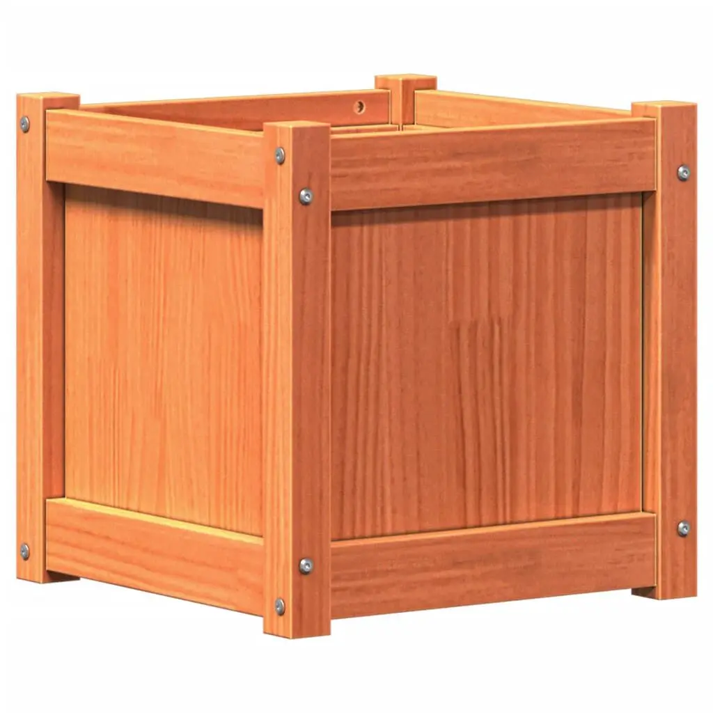 Garden Planter Wax Brown 15.7x15.7x15.7 Inches Solid Wood Pine