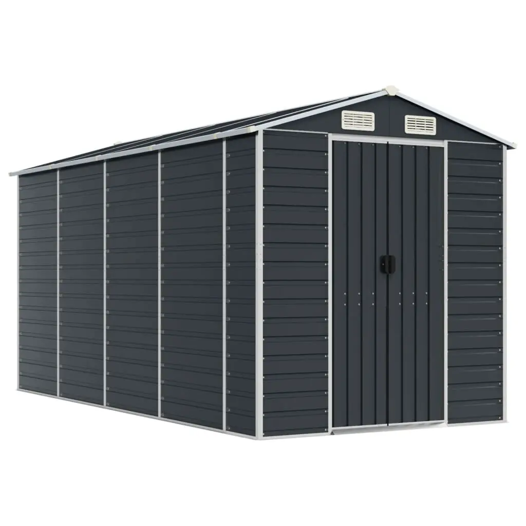Garden Shed Anthracite 75.2x151.6x78 Inches Galvanized Steel Workshop Shed