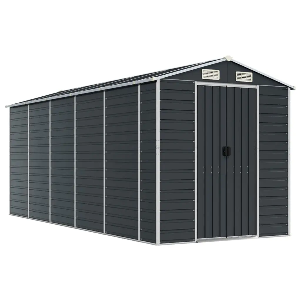 Garden Shed Anthracite 75.2x185x78 Inches Galvanized Steel Industrial Storage