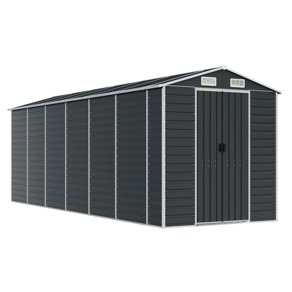 Garden Shed Anthracite 75.2x218.5x78 Inches Galvanized Steel Commercial Shed