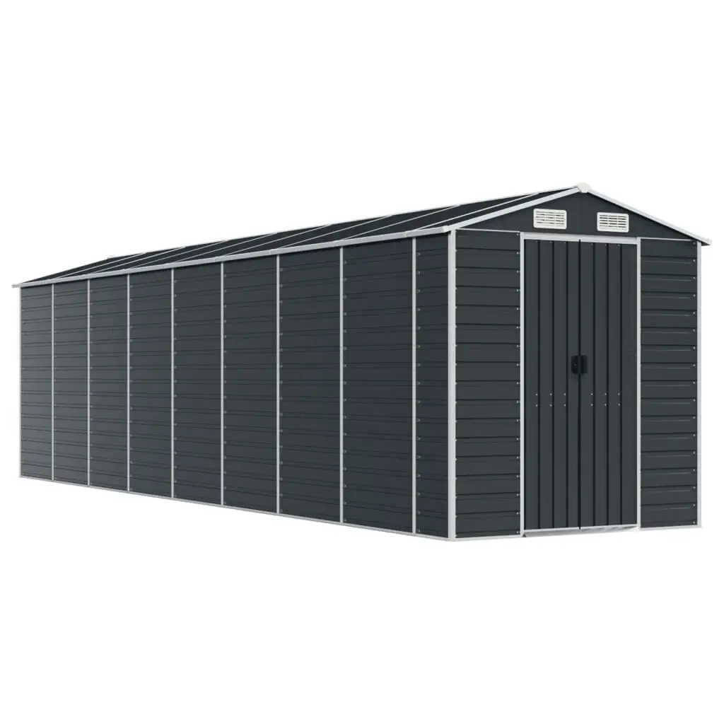 Garden Shed Anthracite 75.2x285.4x78 Inches Galvanized Steel Outdoor Storage