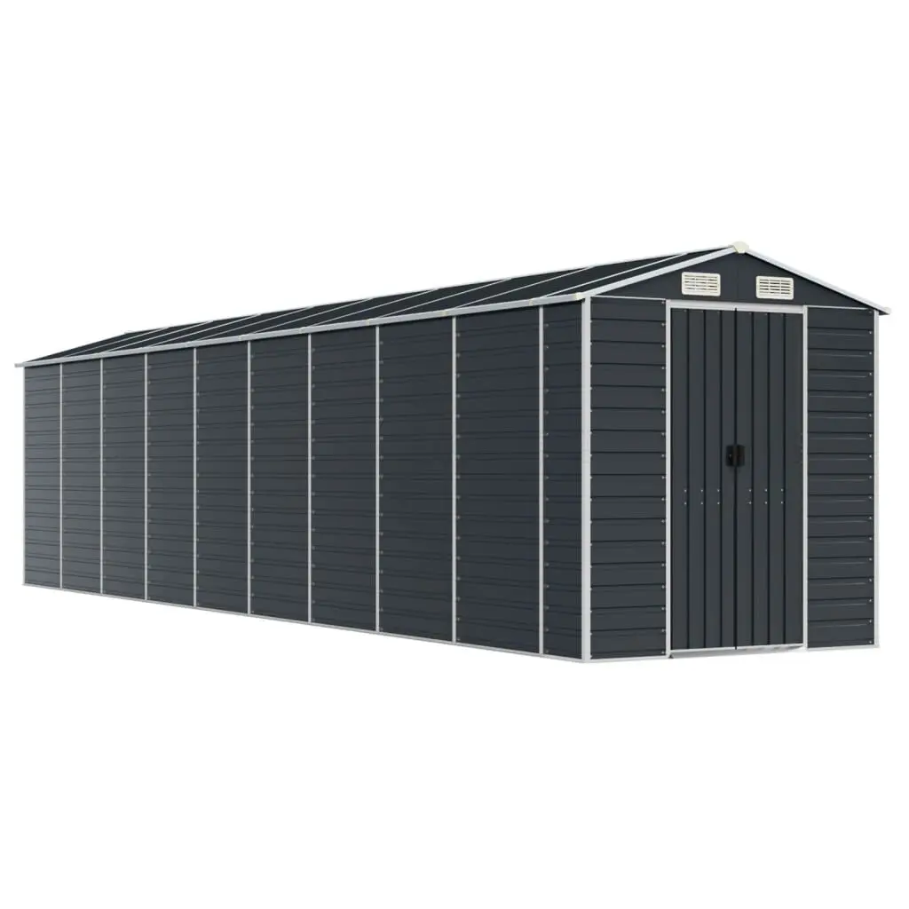 Garden Shed Anthracite 75.2x318.9x78 Inches Galvanized Steel Weatherproof Storage