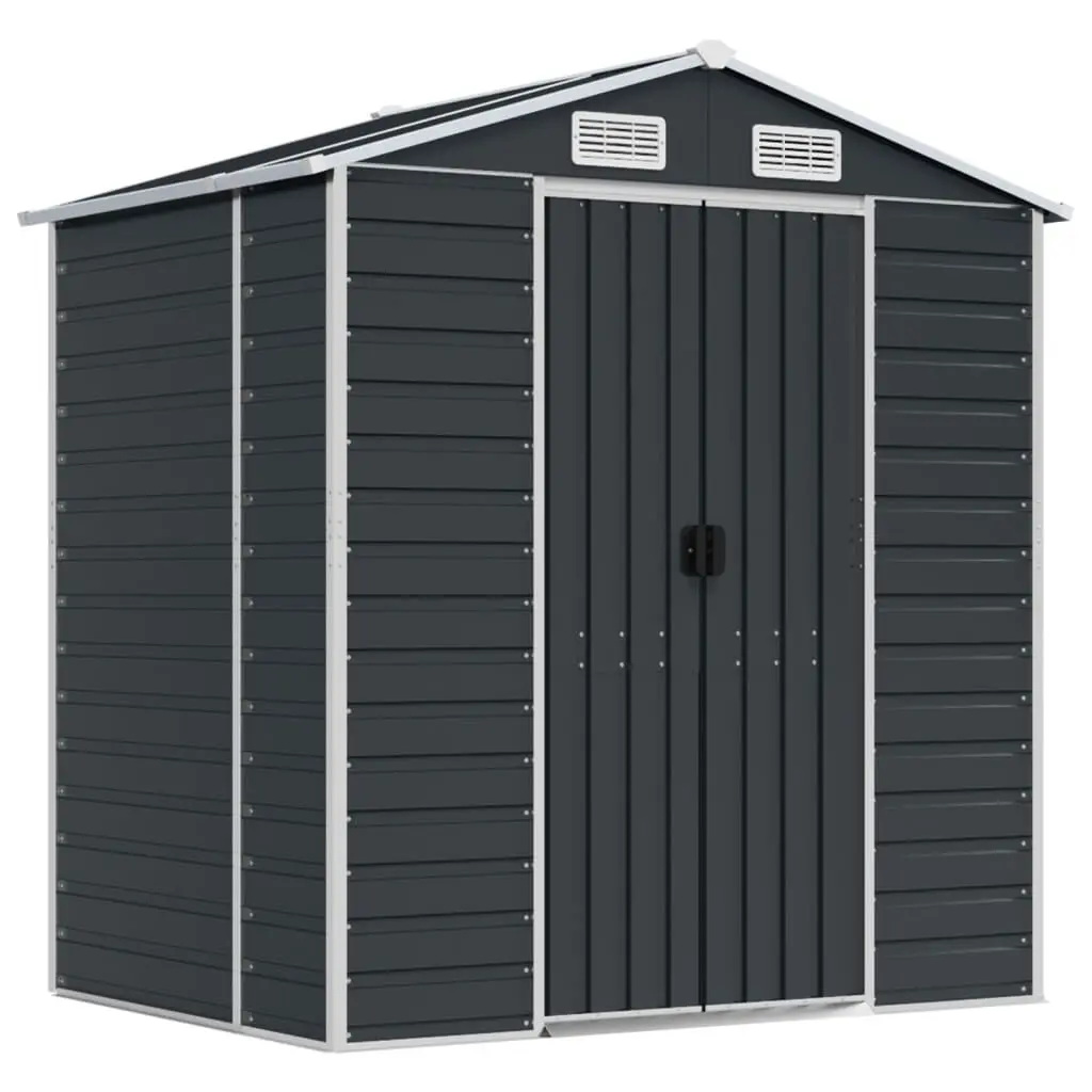 Garden Shed Anthracite 75.2x51.2x78 Inches Galvanized Steel Outdoor Storage