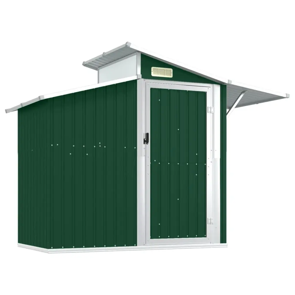 Garden Shed Green 106.3x51.2x82.1 Inches Galvanized Steel Outdoor Storage