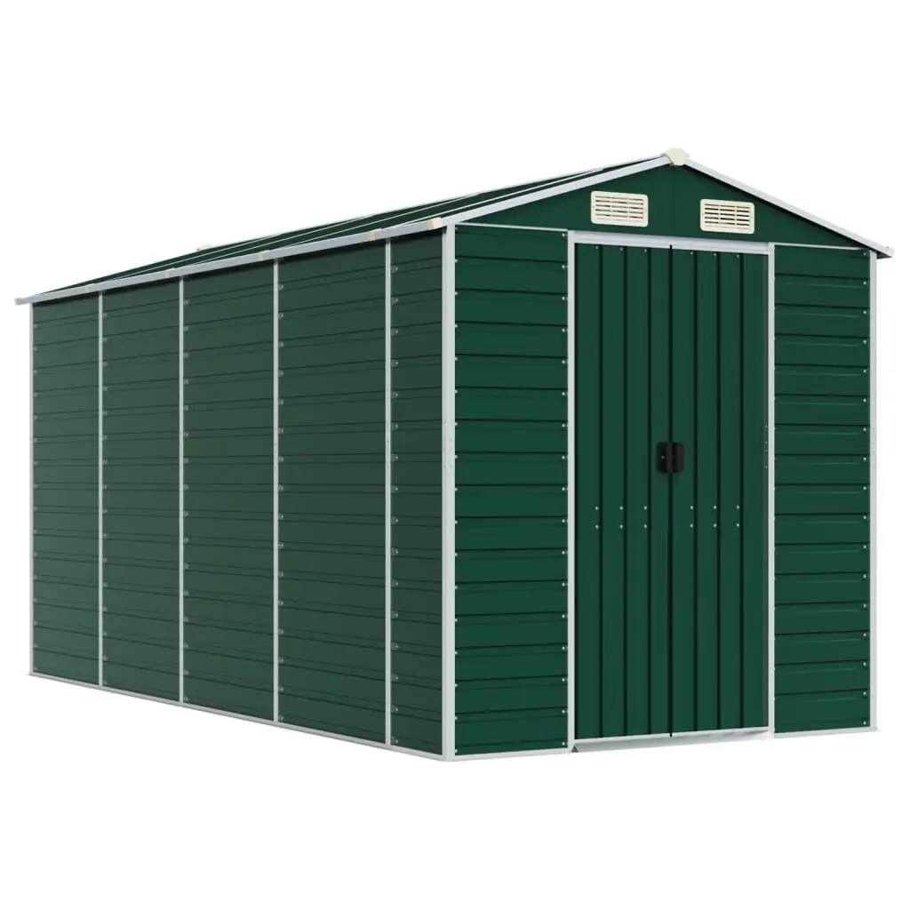Garden Shed Green 75.2x151.6x78 Galvanized Steel Large Outdoor Storage