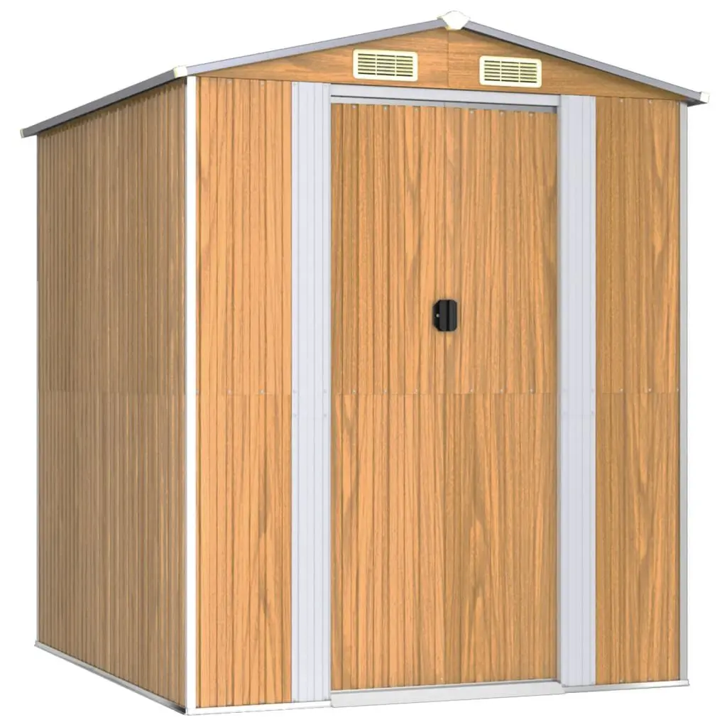 Light Brown Garden Shed Galvanized Steel 75.6x75.2x87.8 Inches Outdoor Storage