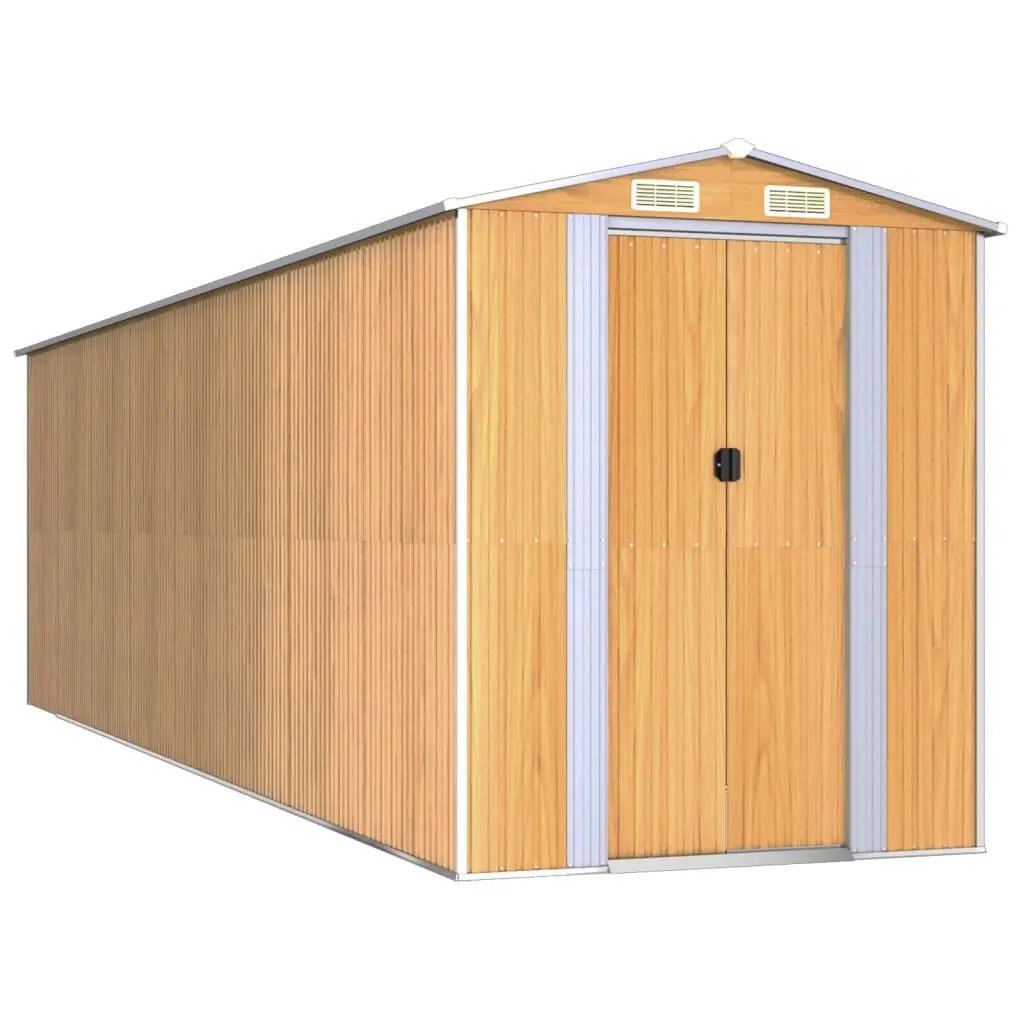 Light Brown Garden Shed Galvanized Steel 75.6x271.3x87.8 Inches Commercial Grade