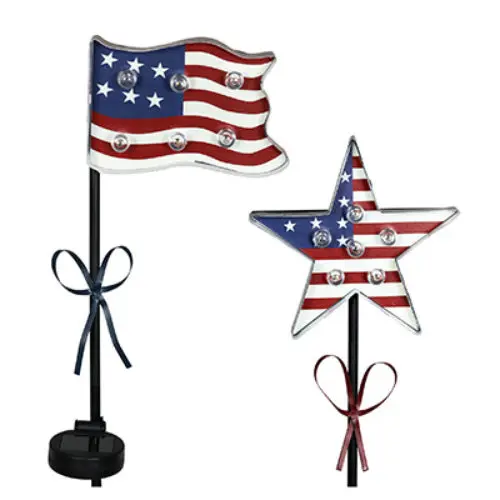 Four Seasons Courtyard 05711 Solar 6-LED Patriotic Star & Flag Light Stakes