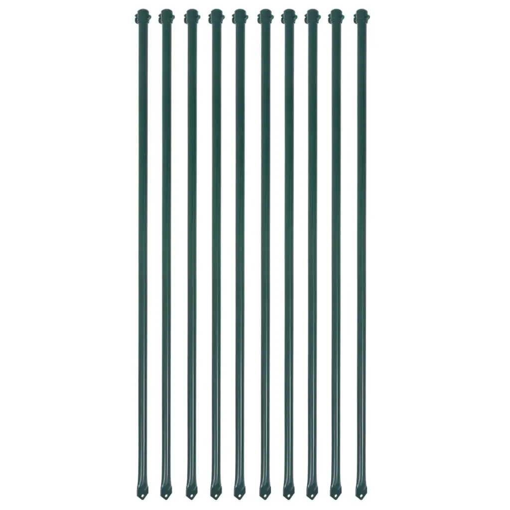 Garden Posts 10 pcs 39.4 Inch Metal Green Outdoor Decor