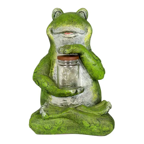 Exhart 12072 Solar LED Frog Jar Fire Flies Statue Outdoor Garden Decor