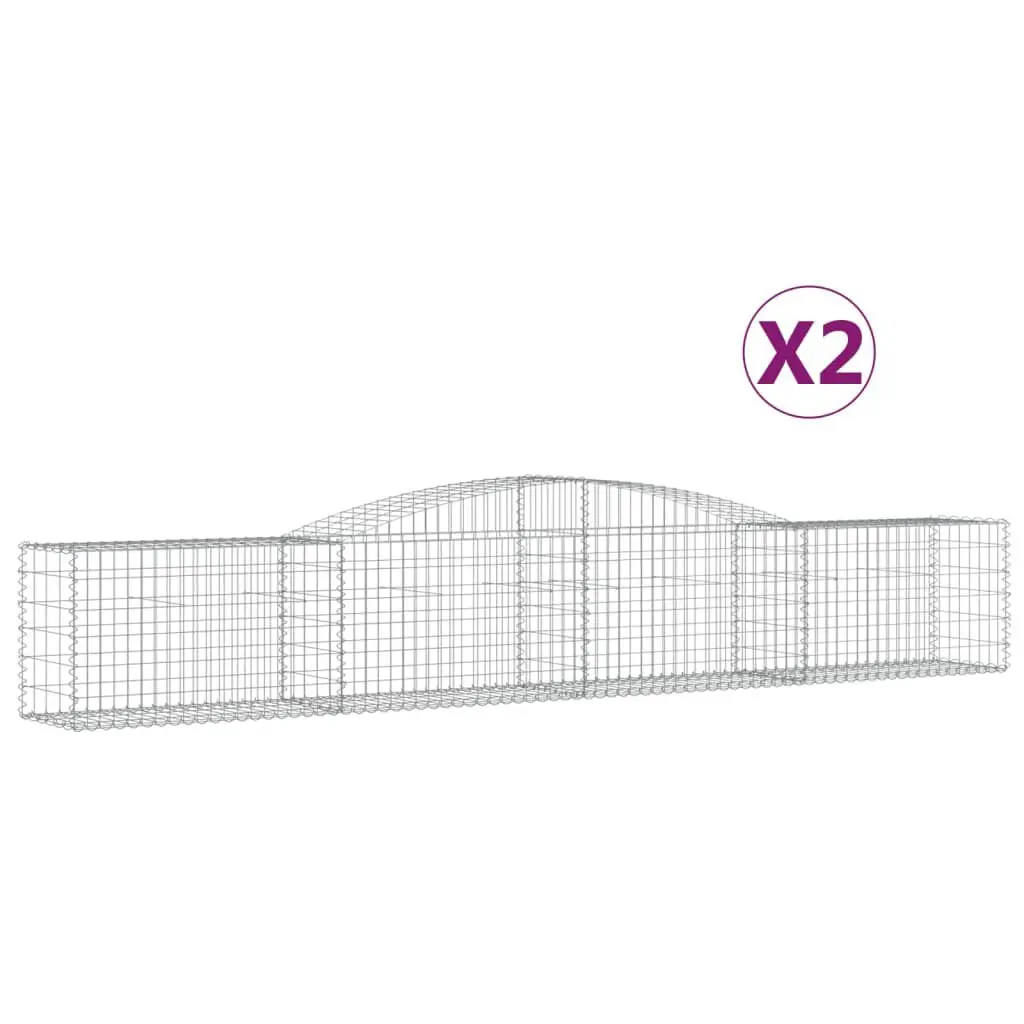 Arched Gabion Binquireets 2 Pieces 157.5x19.7x23.6/31.5 Inches Galvanized Iron Garden Edging