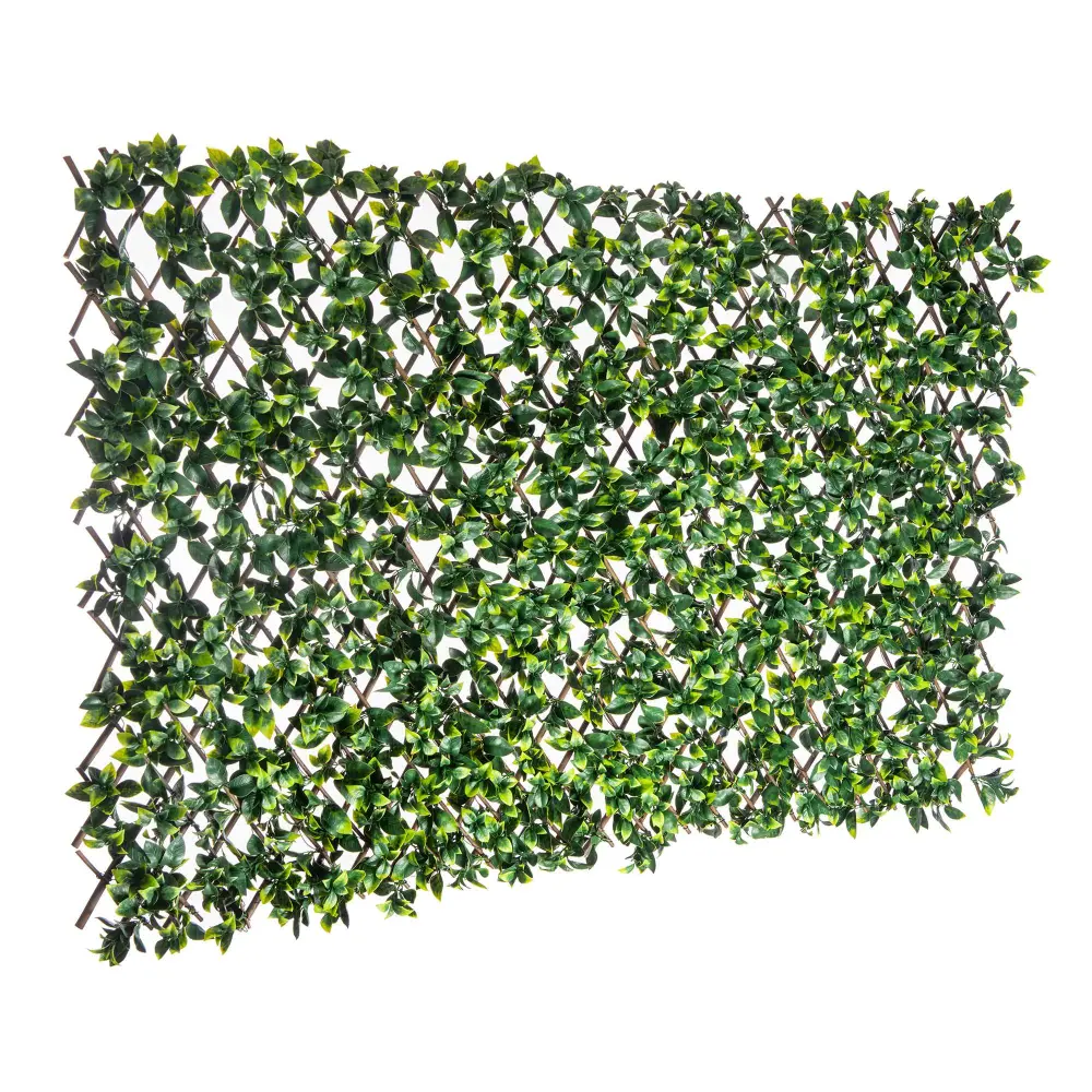 Expandable Trellis Wood/Green Polymer Gardenia Leaves, 36" x 72" Heavy Duty