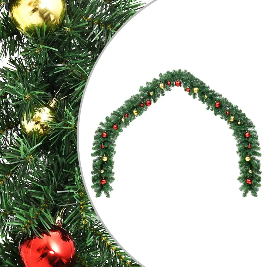 Christmas Garland Decorated Baubles 16 Ft Festive Holiday Decor