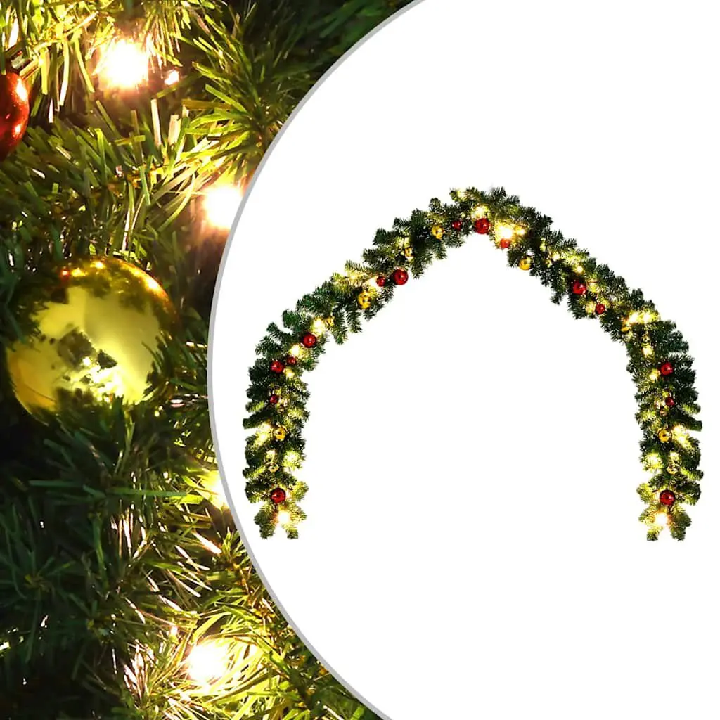 Christmas Garland Decorated Baubles and LED Lights 393.7 Inches Holiday Decor