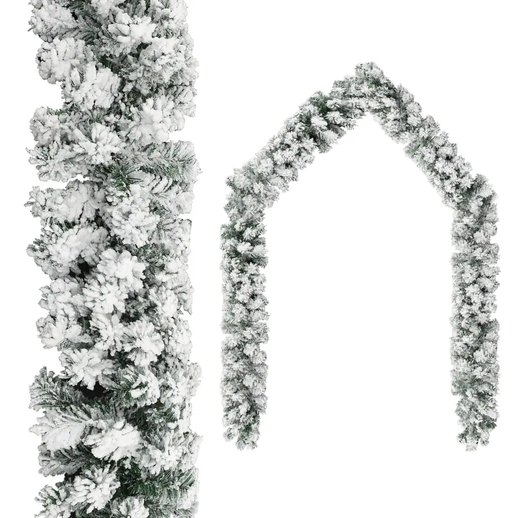 Christmas Garland 66 Feet Flocked Snow Green PVC Holiday Decoration