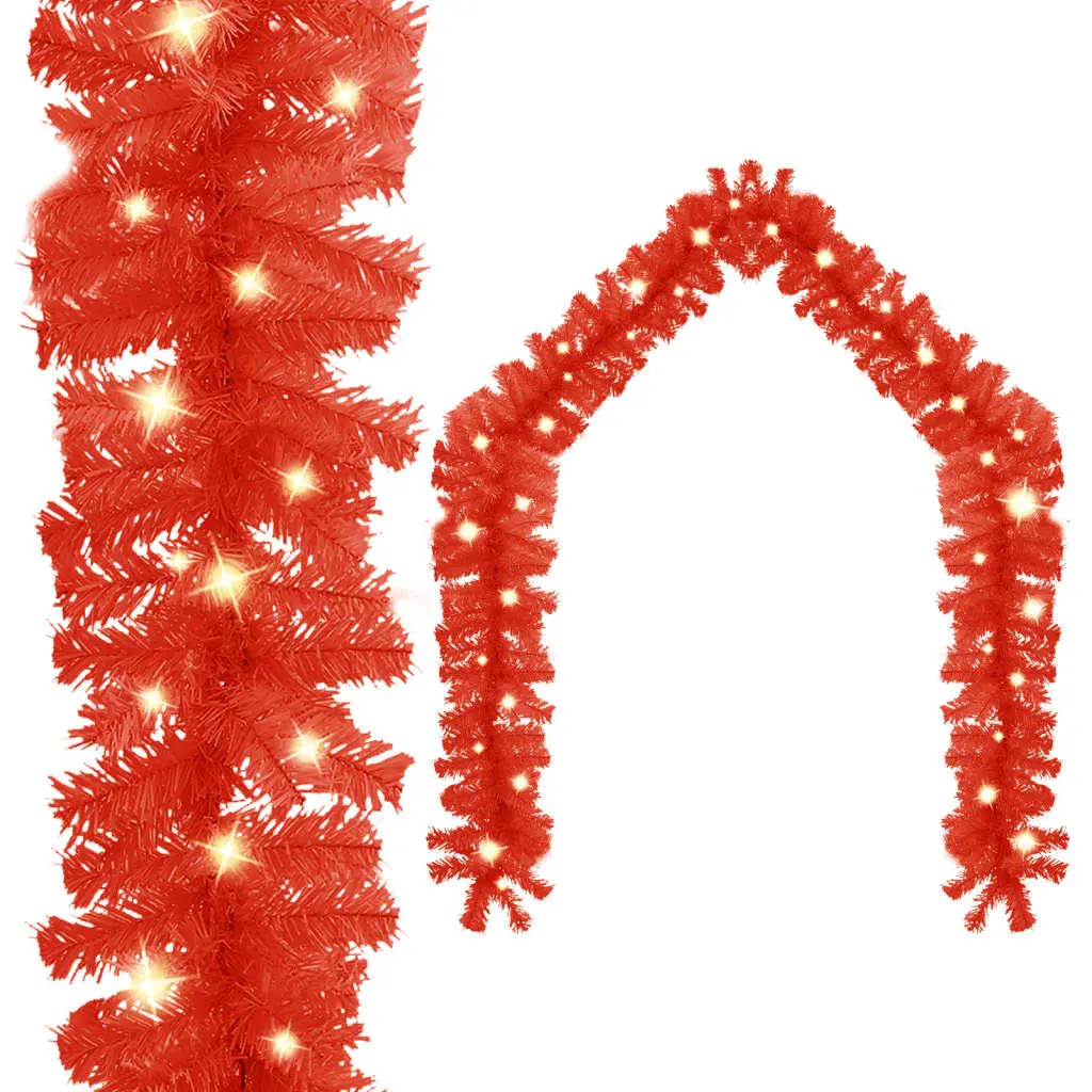 Christmas Garland LED Lights 16 ft Red Holiday Decoration