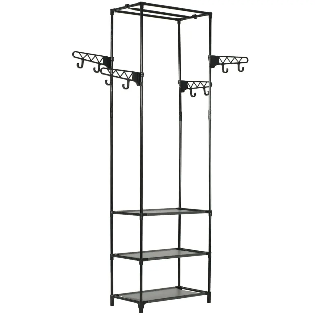 Black Steel and Non-woven Fabric Clothes Rack 21.7 Inch Portable Wardrobe