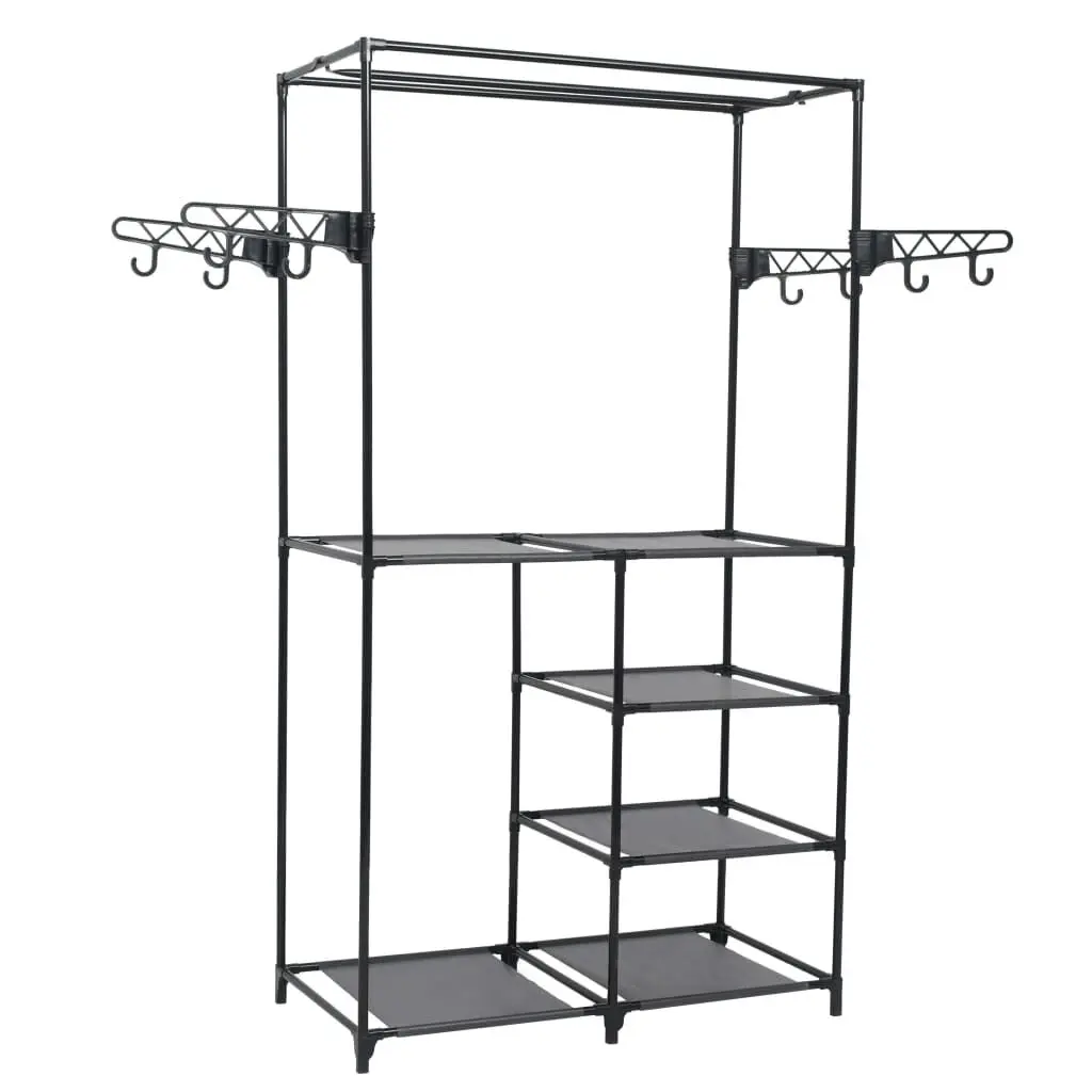 Clothes Rack Steel and Non-woven Fabric 34.3x17.3x62.2 Inches Black Portable Wardrobe