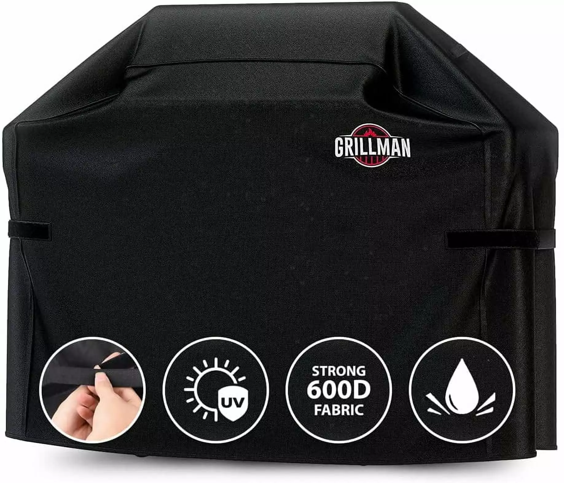 Grillman Luxury Heavy-Duty BBQ Grill Cover Weber Brinkmann Char Broil UV Water-Resistant 58x24x48 Black 30