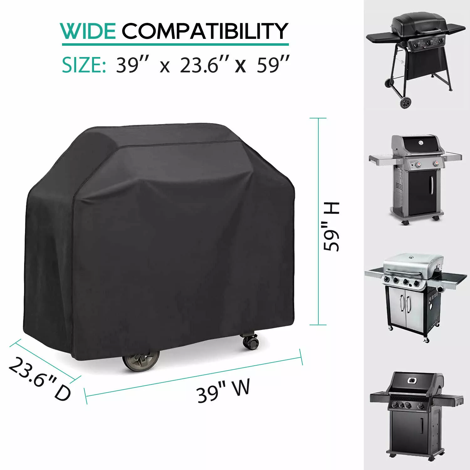 39 57 67 Inch BBQ Gas Grill Cover Waterproof Heavy Duty UV Protection USA Made Large