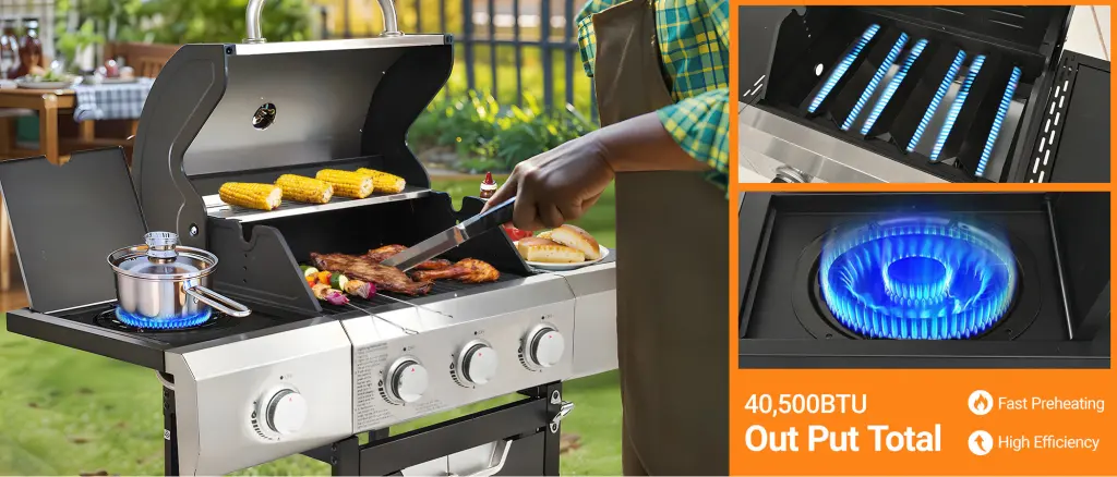 Propane Grill 3 Burner Barbecue Grill Stainless Alloy Metal Gas Grill g-h gazebo-pet supplies