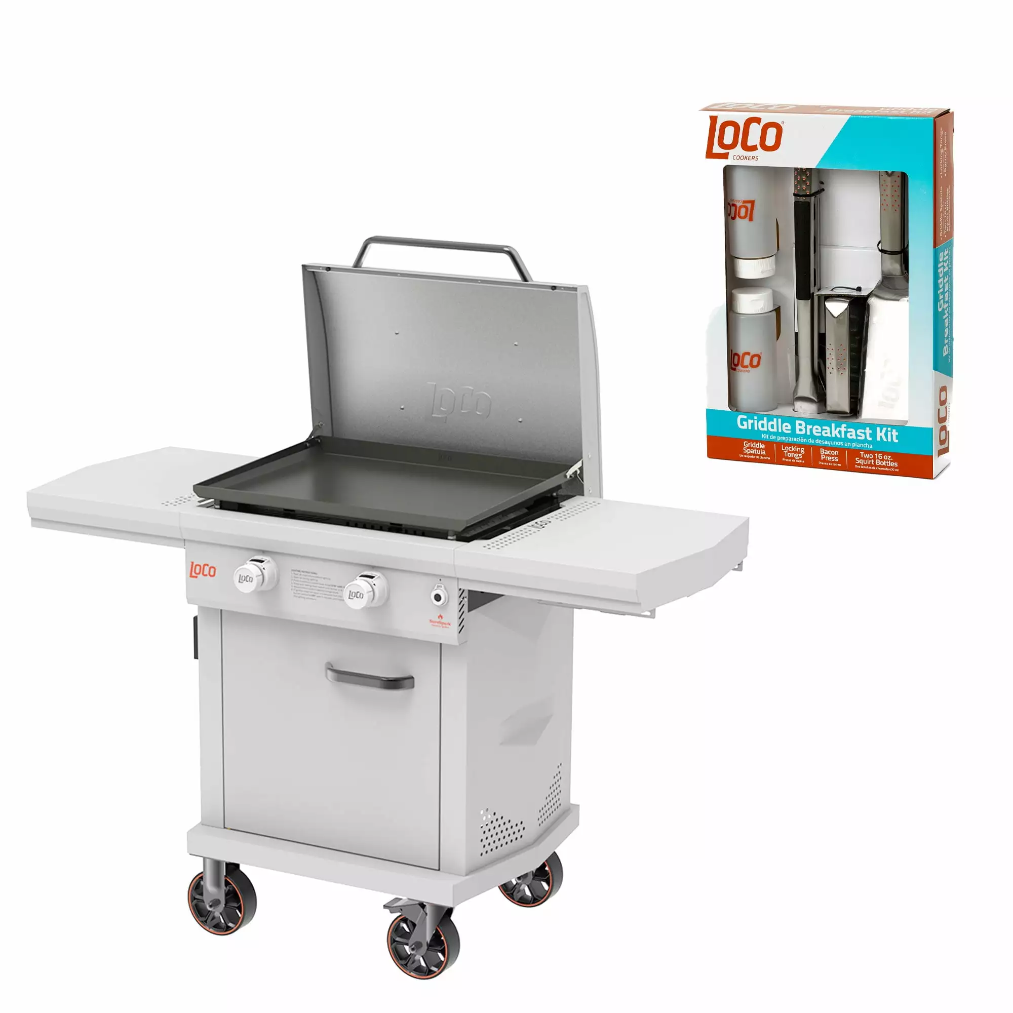 Loco Cookers 26 2-Burner Digital Gas Grill 5 Piece Griddle Accessory Kit