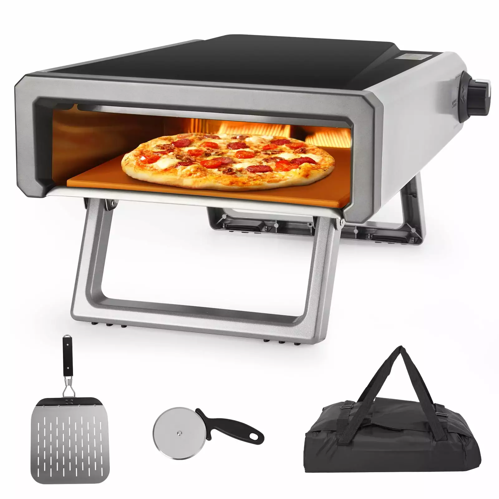 Furvclv 12 Gas Propane Pizza Oven Stainless Steel Construction Backyard and Camping