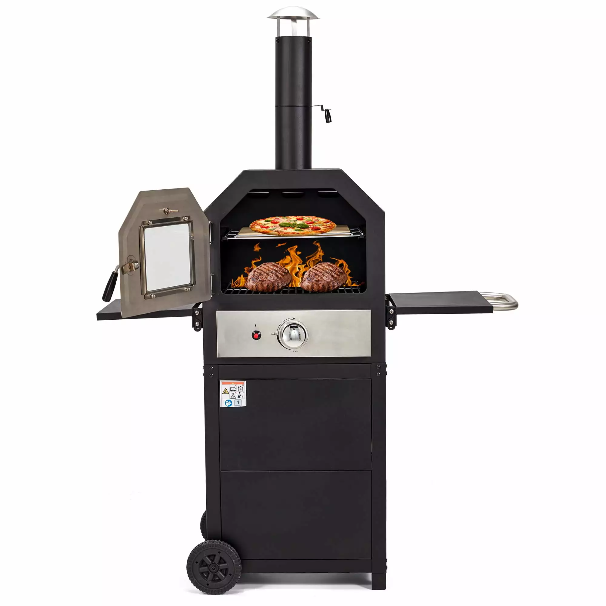 Homrest 12 Propane Pizza Oven Foldable Shelves and Wheels Outdoor Cooking