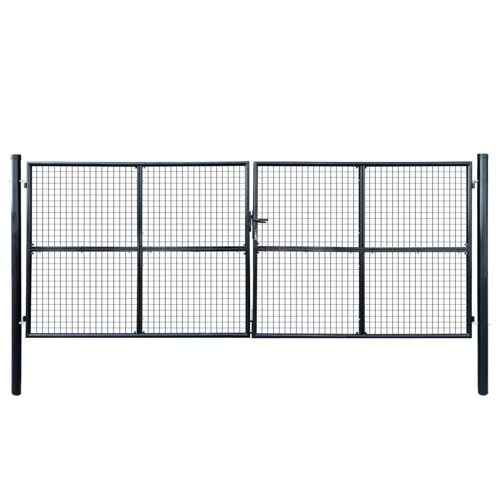 Mesh Garden Gate Galvanized Steel 157.5x59.1 Inches Gray Outdoor Barrier